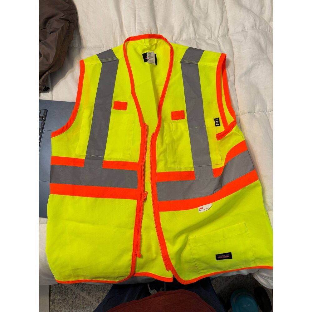 Dickies ANSI Class 2 Neon Yellow Reflective Safety Work Vest M/R